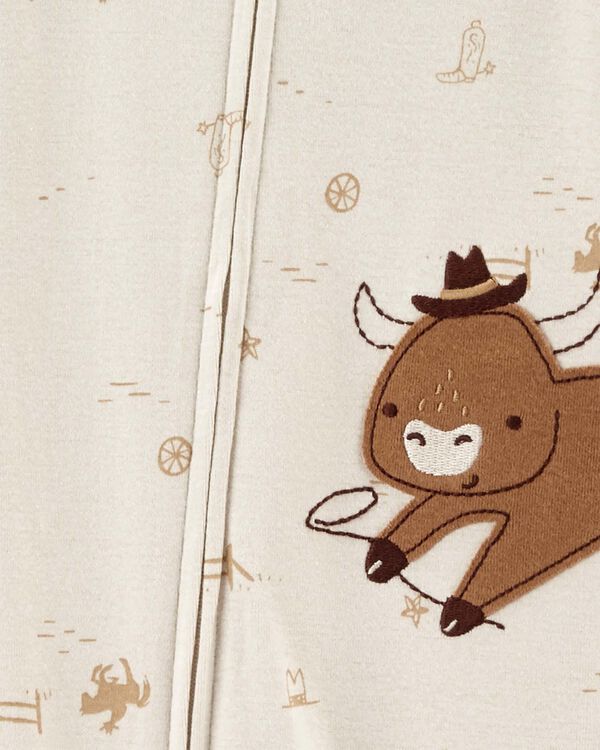 Taupe Toddler 1Piece Cow 100 Snug Fit Cotton Footie Pajamas