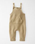 Baby Organic Cotton Sweater Knit Overalls in Khaki, image 1 of 6 slides