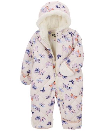 Butterfly Print Sherpa-Lined Snowsuit, 