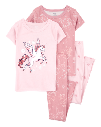 Kid 4-Piece Unicorn Cotton Pajamas, 