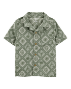 Baby Tile Print Button-Down Shirt - Green, image 1 of 3 slides