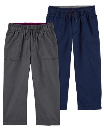Baby 2-Pack Jersey Lined Tapered Canvas Pants Set, 