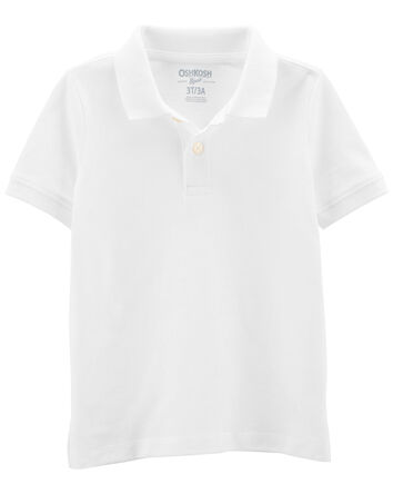Toddler White Piqué Polo Shirt, 