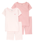 Kid Shell Print Snug Fit Cotton 4-Piece Pajamas, image 1 of 5 slides
