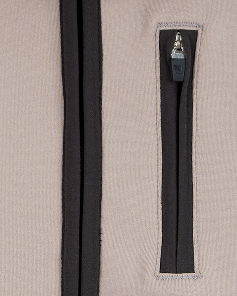 Toddler Stretch Tech Zip-Up Hooded Jacket - Khaki, image 2 of 3 slides