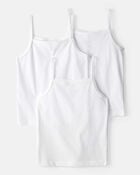 Girls 3-Pack Cami Tank Undershirts - White, image 1 of 3 slides
