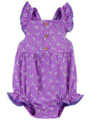 Purple - Baby Floral Bubble Romper