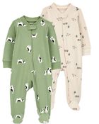 Baby 2-Pack 2-Way Zip Cotton Sleep & Play Pajamas, image 1 of 5 slides