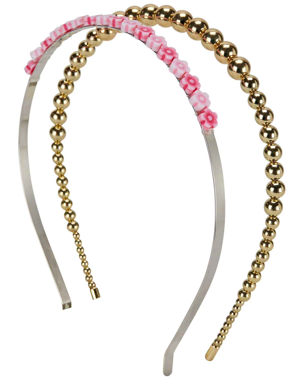 Gold/Pink Toddler 2Pack Beaded Headbands