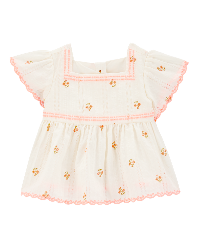 Baby Flutter Sleeve Seersucker Top - Cream, image 1 of 4 slides