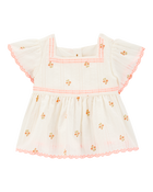Baby Flutter Sleeve Seersucker Top - Cream, image 1 of 4 slides