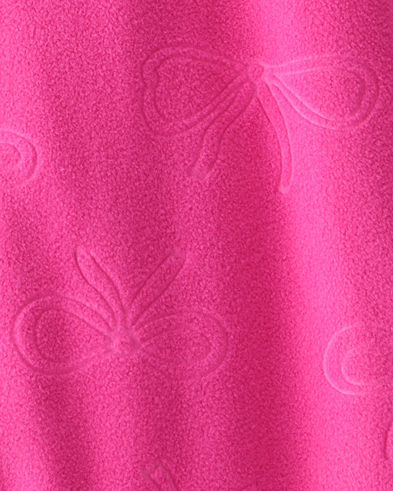 Toddler Girl Bow Loose Fit Long-Sleeve 2-Way Zip 1-Piece Pajamas - Pink, image 2 of 3 slides