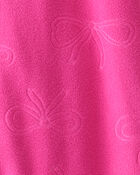 Toddler Girl Bow Loose Fit Long-Sleeve 2-Way Zip 1-Piece Pajamas - Pink, image 2 of 3 slides