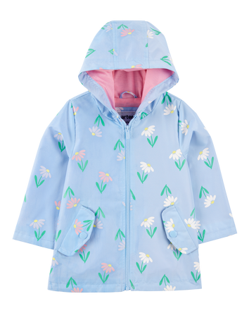 Toddler Floral Color Changing Rain Jacket - Blue, 