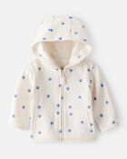 Baby Girl Blueberry Print Long-Sleeve Hoodie - Ivory, image 1 of 3 slides