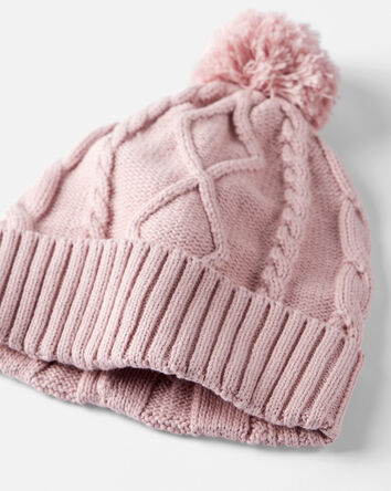 Toddler Girl Organic Cotton Cable Knit Hat , 