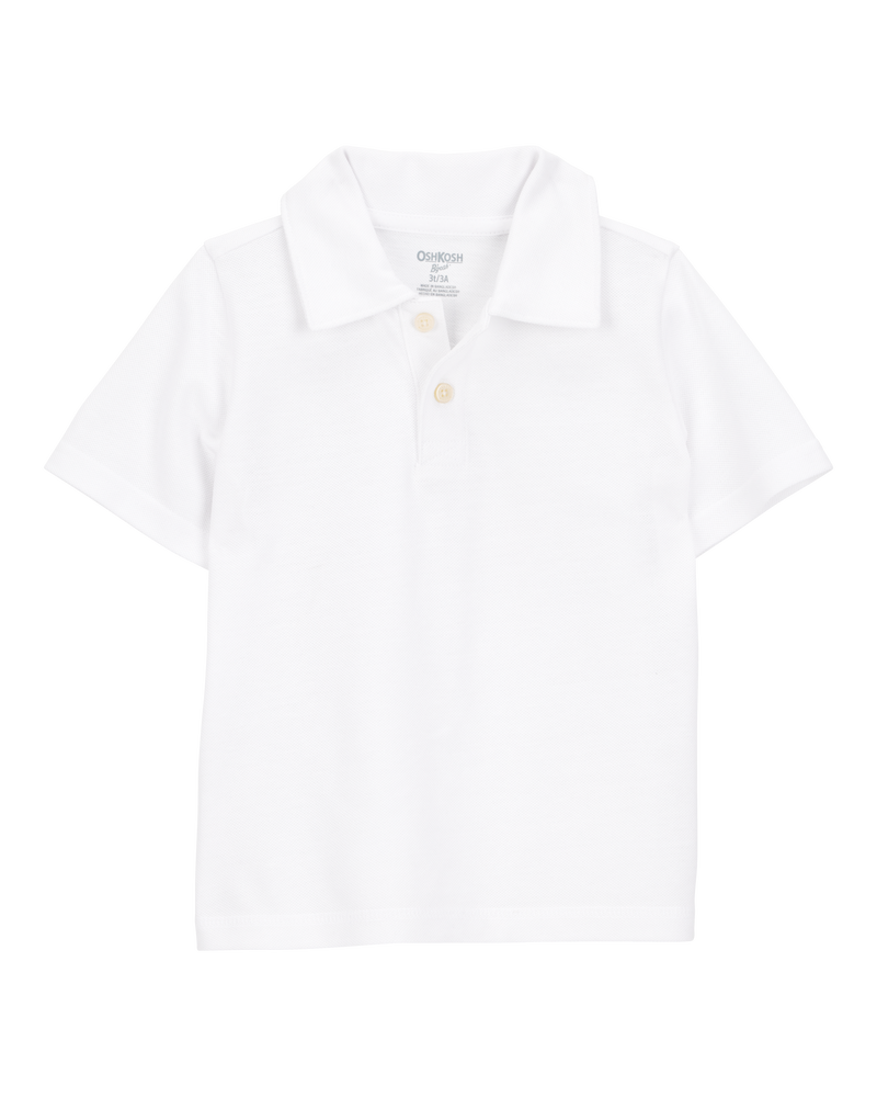Toddler 3-Pack Pique Uniform Polo Shirts - White, image 2 of 3 slides