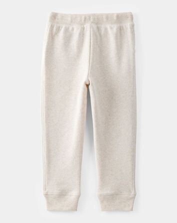Toddler Solid Fleece Drawstring Joggers - Oatmeal, 