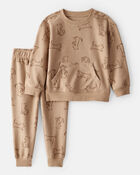 Toddler Boy Dog French Terry Long-Sleeve Tee & Pant Set - Brown, image 1 of 3 slides