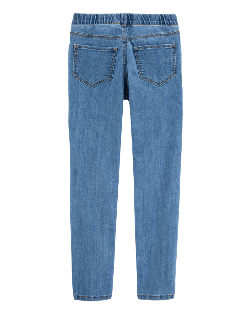 Kid Medium Blue Wash Elastic-Waist Jeggings, image 2 of 4 slides