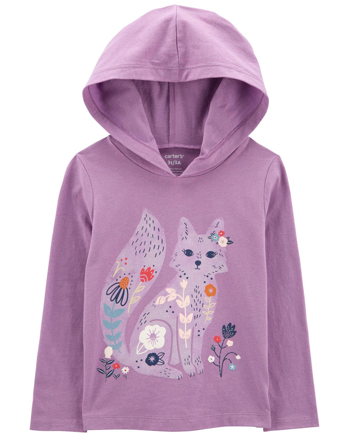 Purple Toddler Fox Jersey Hoodie