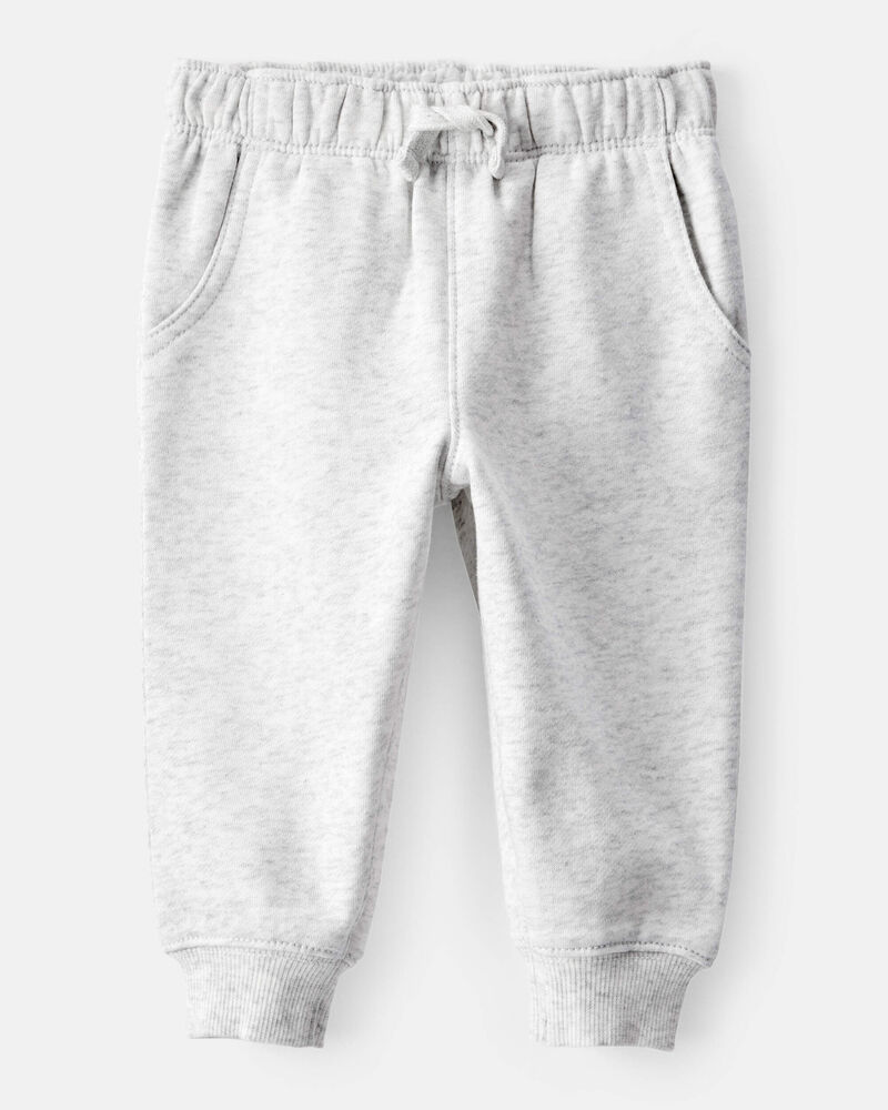 Baby Boy Solid Fleece Cotton Jogger - Grey, image 1 of 4 slides