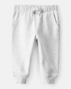 Baby Boy Solid Fleece Cotton Jogger - Grey, image 1 of 4 slides