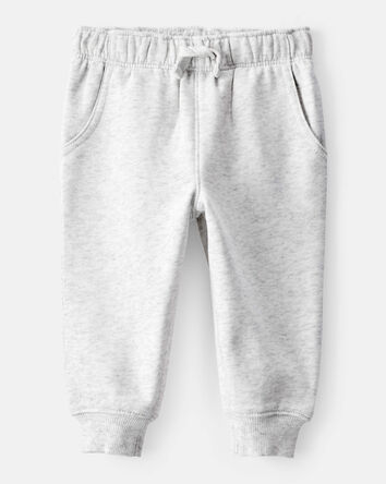 Baby Boy Solid Fleece Cotton Jogger - Grey, 