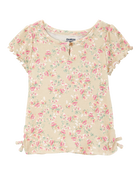 Baby Short-Sleeve Cotton Rib Floral Top, image 1 of 3 slides