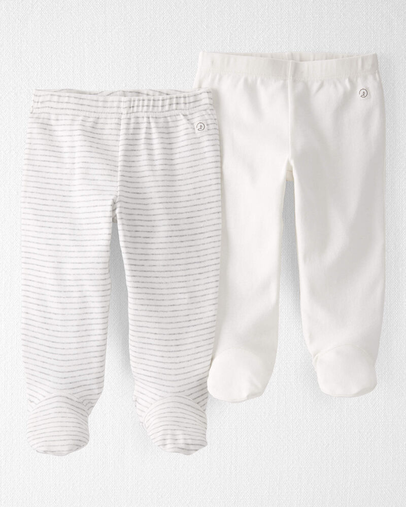 Baby 2-Pack Organic Cotton Rib Footed Pants, image 1 of 4 slides