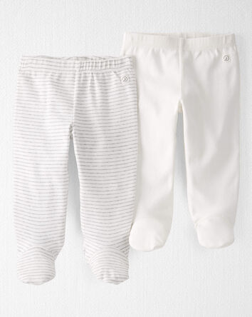 Baby 2-Pack Organic Cotton Rib Footed Pants, 