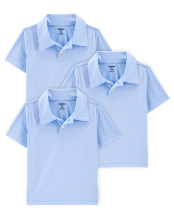 Toddler 3-Pack Active Uniform Polo Shirts in Moisture Wicking BeCool™ Fabric - Blue, 