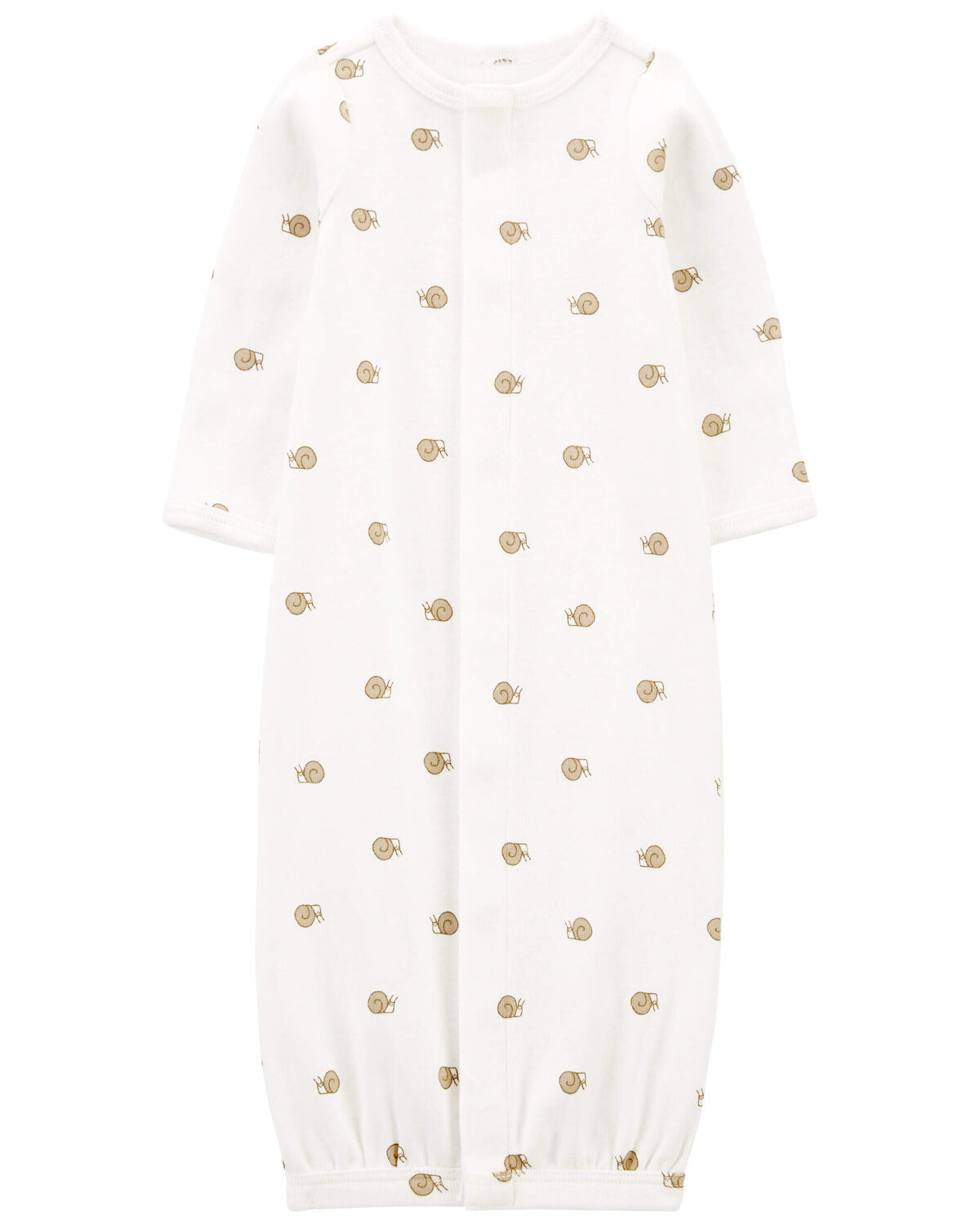 Ivory Baby Preemie Snail Cotton Sleeper Gown