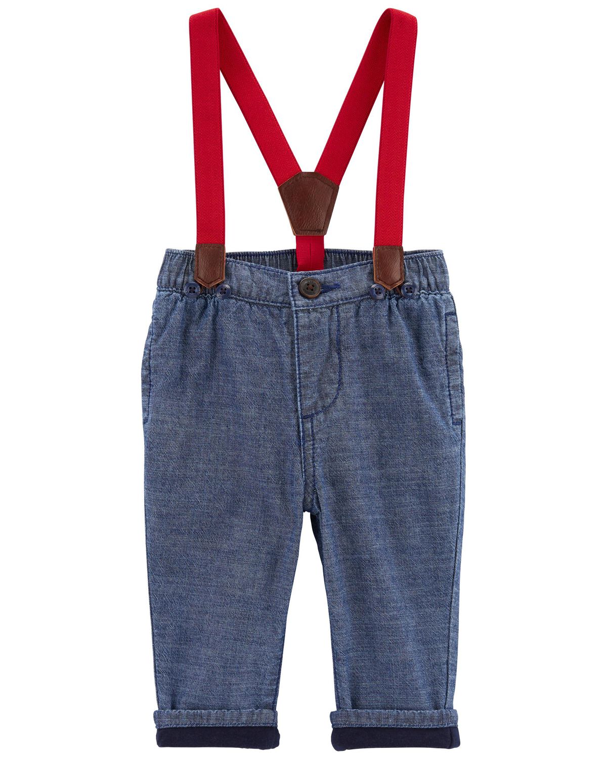 Medium Wash Baby Chambray Suspender Pants