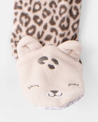 Toddler Girl Leopard Print Fleece Long-Sleeve Loose Fit 1-Piece Pajamas, image 4 of 5 slides