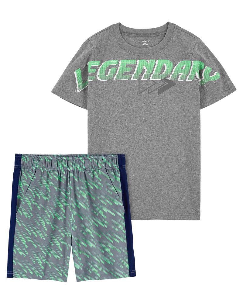 Kid 2-Piece Graphic Tee &  Active Jersey Practice Short Set
, image 1 of 7 slides