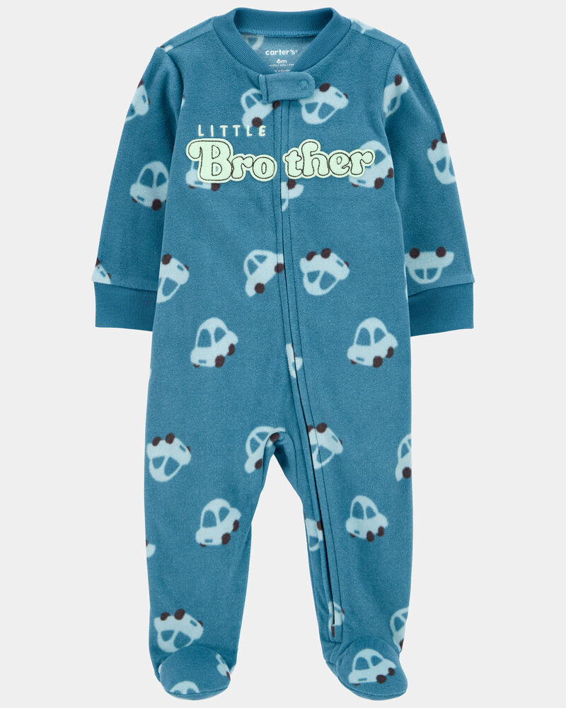 Baby Little Brother Fleece Zip-Up Footie Sleep & Play Pajamas, image 1 of 4 slides