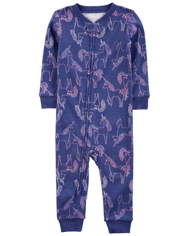 Baby 1-Piece Unicorn 100% Snug Fit Cotton Footless Pajamas, image 1 of 5 slides