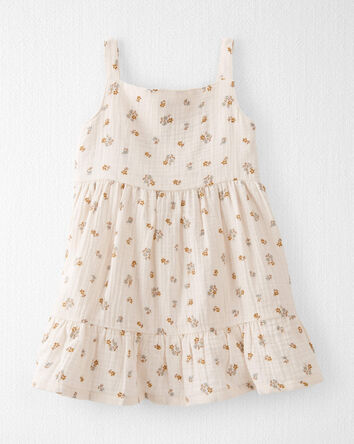 Toddler Organic Cotton Floral Print Gauze Dress, 