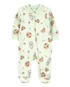 Baby Milk & Cookies 2-Way Zip Cotton Sleep & Play Pajamas, image 1 of 4 slides