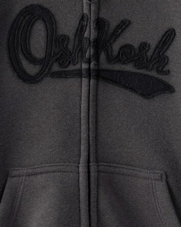 Toddler Boy OshKosh Fleece Logo Zip Jacket - Black, 
