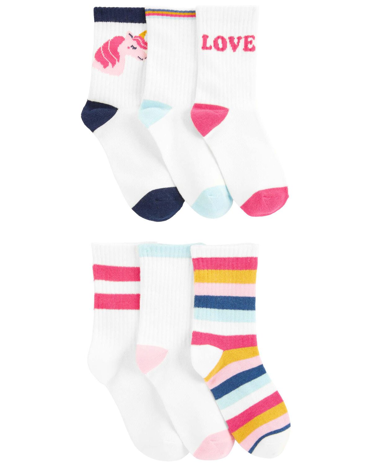 Multi Kid 6Pack Crew Socks