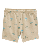 Baby Boy Beach Print Pull-On French Terry Shorts - Khaki, image 2 of 4 slides