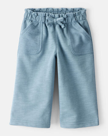 Baby Girl 100% Cotton Wide-Leg Pants - Blue, 