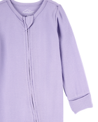 Baby Girl Solid 2-Way Zip PurelySoft Sleep & Play Pajamas - Purple, image 2 of 6 slides