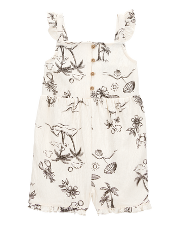 Toddler Tropical Print Flutter Romper, 