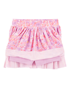 Kid Floral Stretch Skort - Pink, image 2 of 4 slides