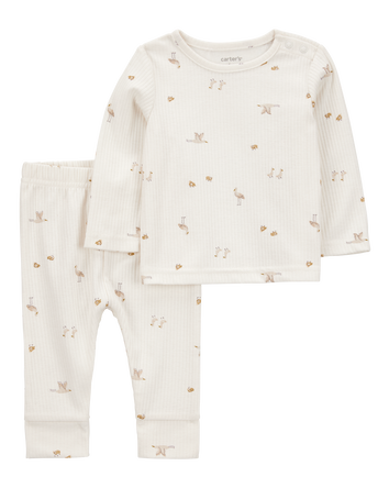 Baby 2-Piece Bird Print Long-Sleeve Tee & Pant Set, 