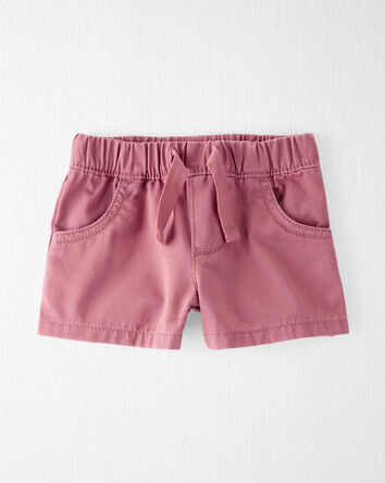 Baby Organic Cotton Drawstring Shorts in Dark Blush, 