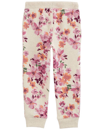 Floral Print Fleece Joggers, 